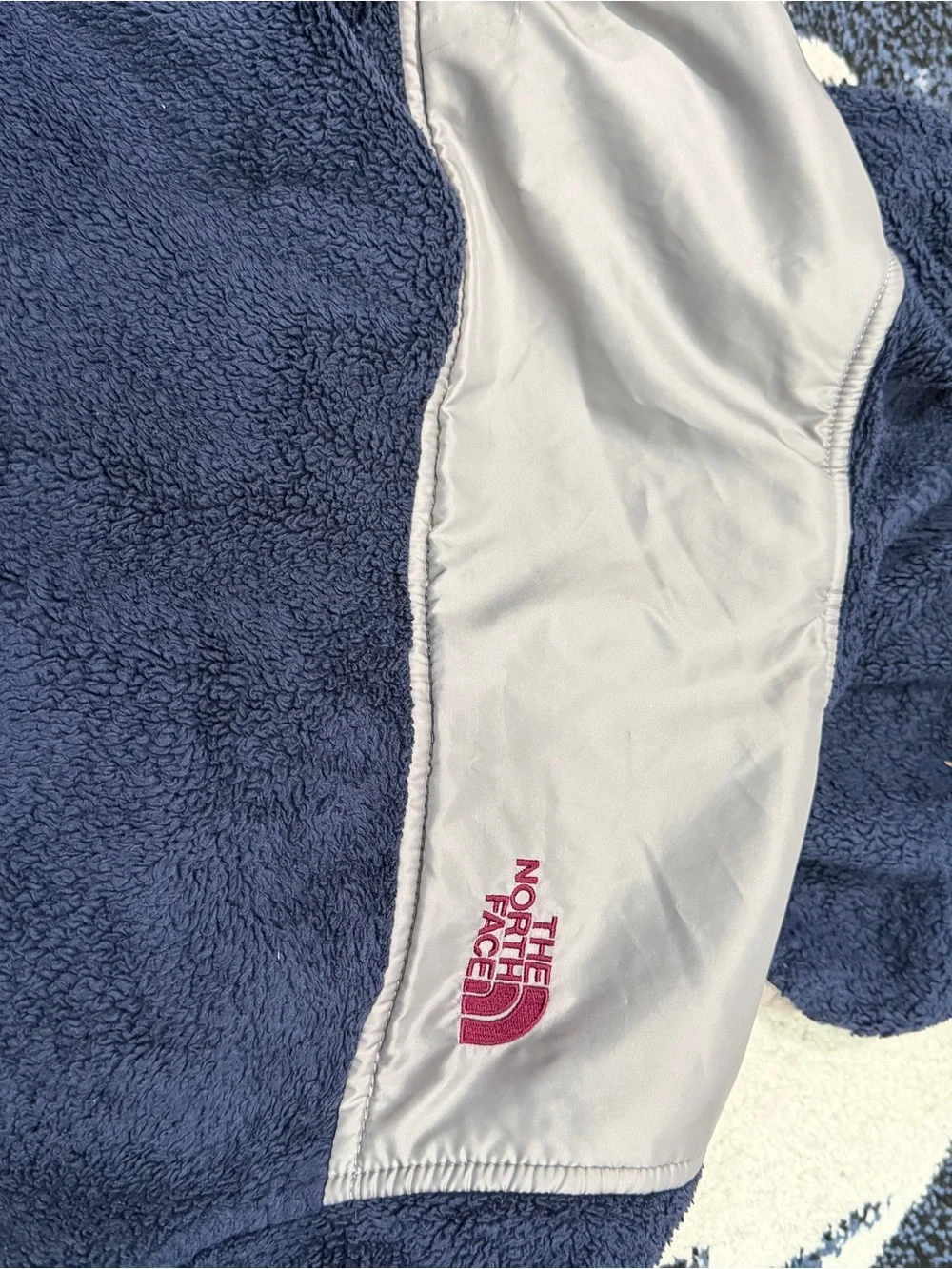 The North Face Kids Navy and Light Gray Hooded Fleece Jacket